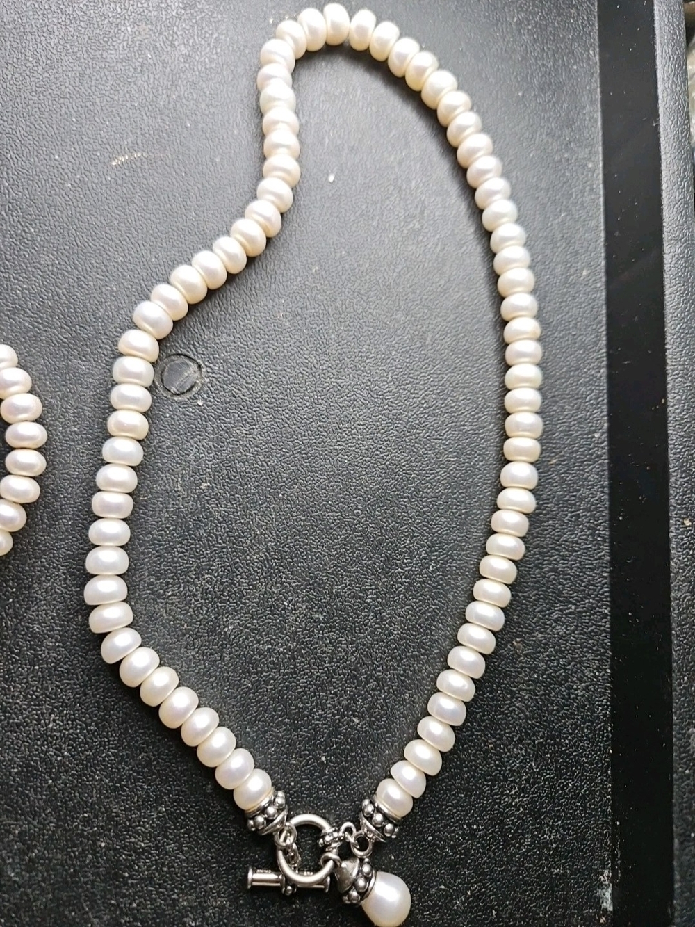 Honora Rondelle Pearl & Sterling Silver Toggle Necklace & Bypass Bracelet Set - Picture 8 of 15